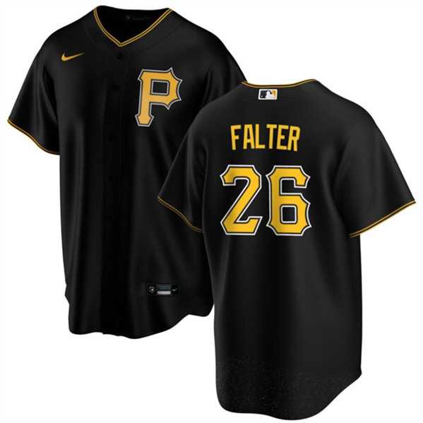 Mens Pittsburgh Pirates #26 Bailey Falter Black Cool Base Baseball Stitched Jersey Dzhi